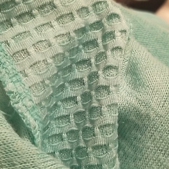 Yest Mint Green Stamps Printed Chiffon Knit Blouse - Picture 14 of 14